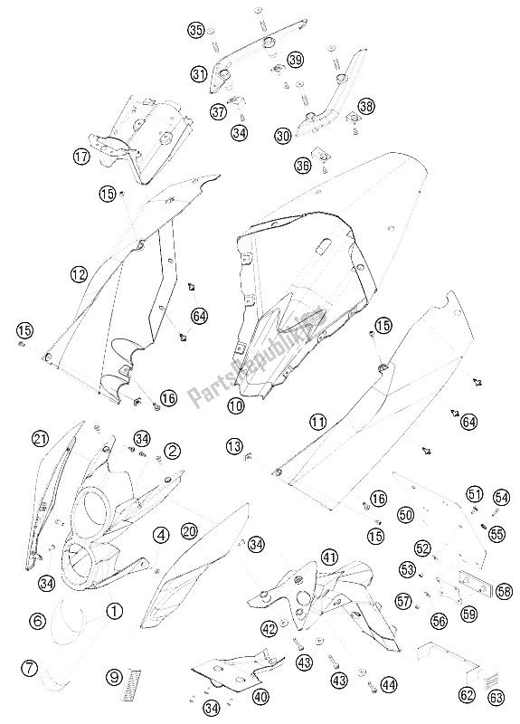 All parts for the Mask, Fenders of the KTM 690 Duke Black USA 2009