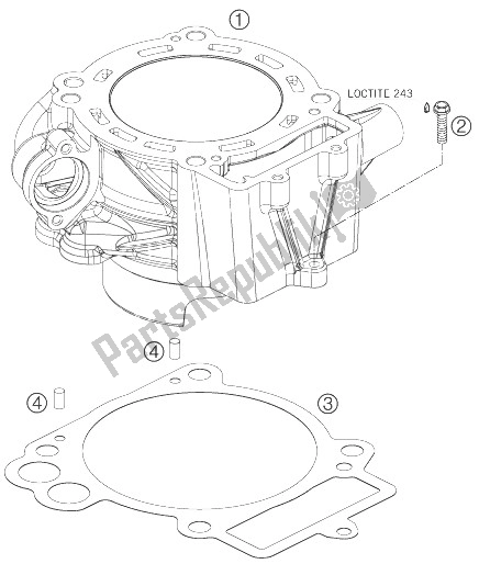 Toutes les pièces pour le Cylindre du KTM 690 Supermoto Black Europe 2007