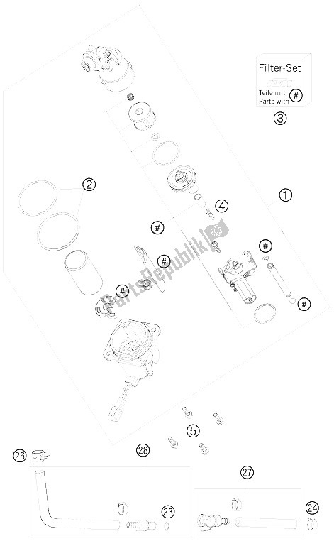 All parts for the Fuel Pump of the KTM 990 Adventure Black ABS Australia United Kingdom 2008