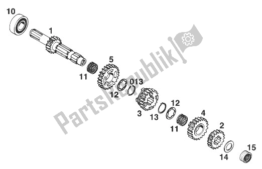 All parts for the Gearbox I 250/300/380 '98 of the KTM 380 EGS 12 LT 8 KW Australia 1998