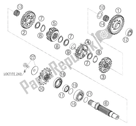 All parts for the Transmission Ii - Countershaft of the KTM 660 Rally Factory Replica Europe 2007