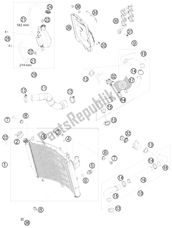 Alle onderdelen voor de Koelsysteem van de KTM 1190 RC 8 R Australia 2009