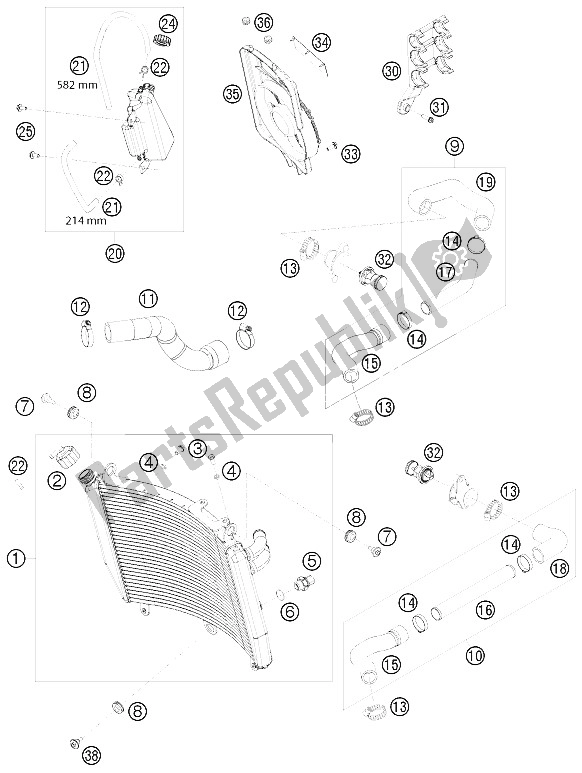 Toutes les pièces pour le Système De Refroidissement du KTM 1190 RC 8R LIM ED Red Bull 09 Europe 2009