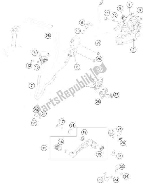 All parts for the Brake System Rear of the KTM 390 Duke White ABS Europe 2014