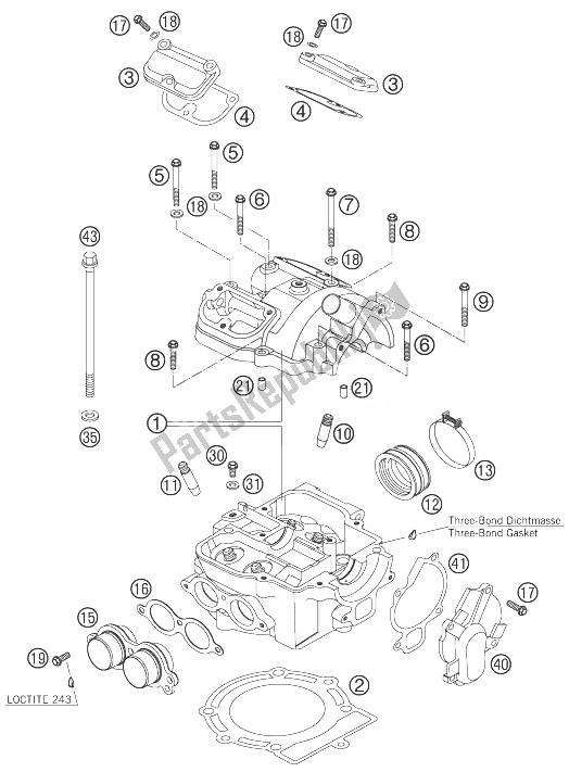 All parts for the Cylinder Head of the KTM 450 XC Europe 2007