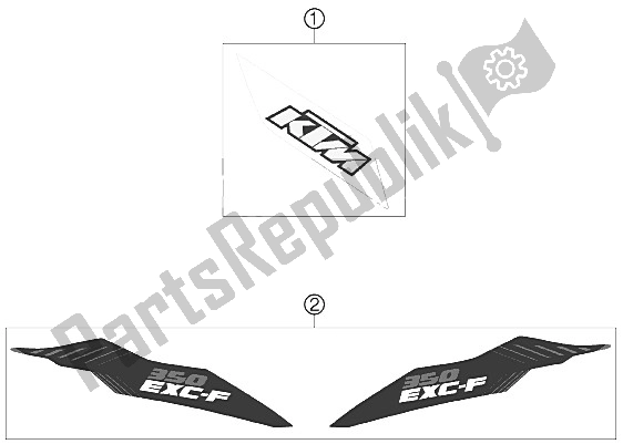Alle onderdelen voor de Sticker van de KTM 350 EXC F Australia 2012