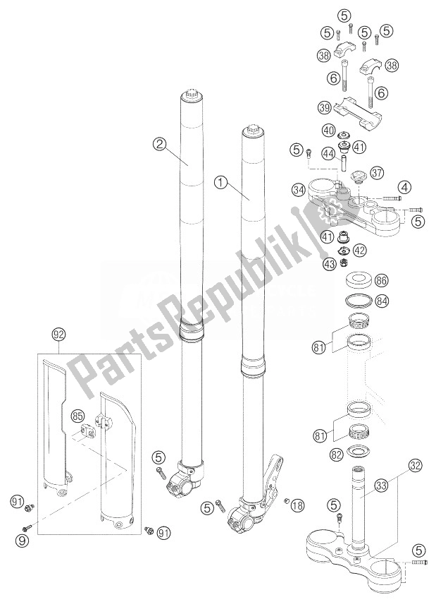 All parts for the Front Fork Wp Usd48 640 Lc4 Sm of the KTM 640 LC4 Supermoto United Kingdom 972230 2003