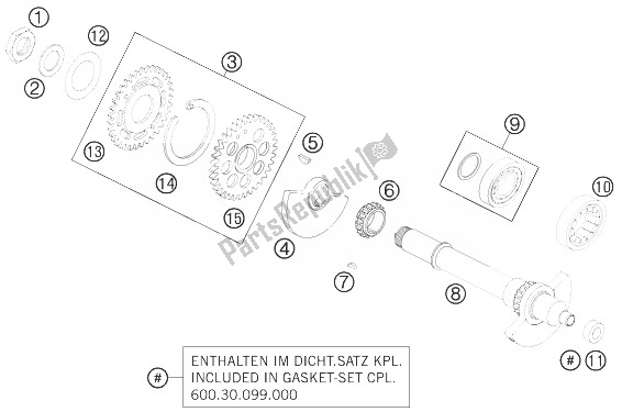 All parts for the Balancer Shaft of the KTM 990 Supermoto R ABS Europe 2013