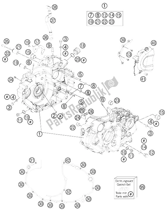 Tutte le parti per il Cassa Del Motore del KTM 690 Duke Black ABS USA 2015