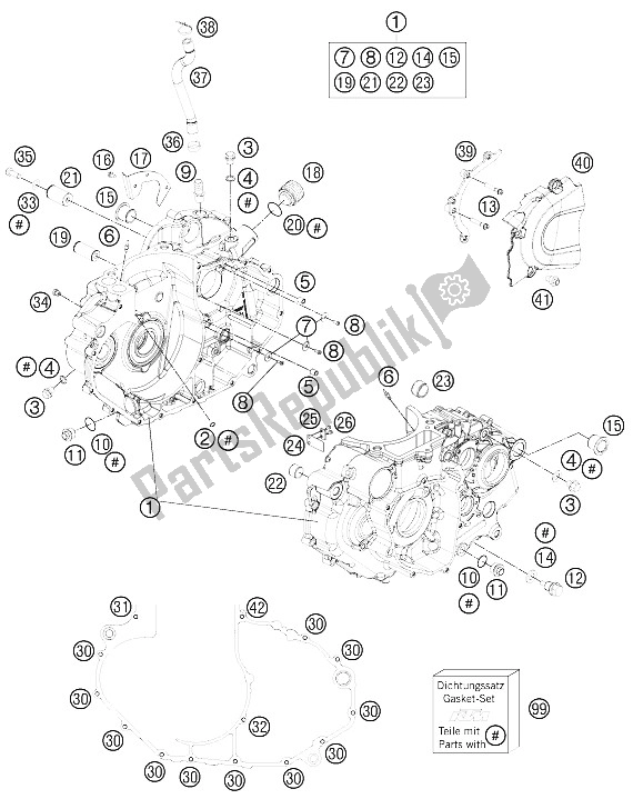 Todas as partes de Caixa Do Motor do KTM 690 Duke R ABS Australia 2015