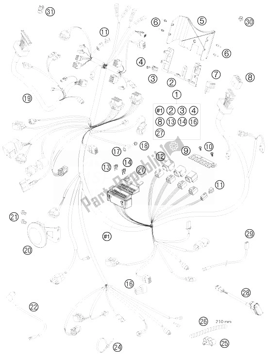 All parts for the Wiring Harness of the KTM 990 Super Duke R France 2010