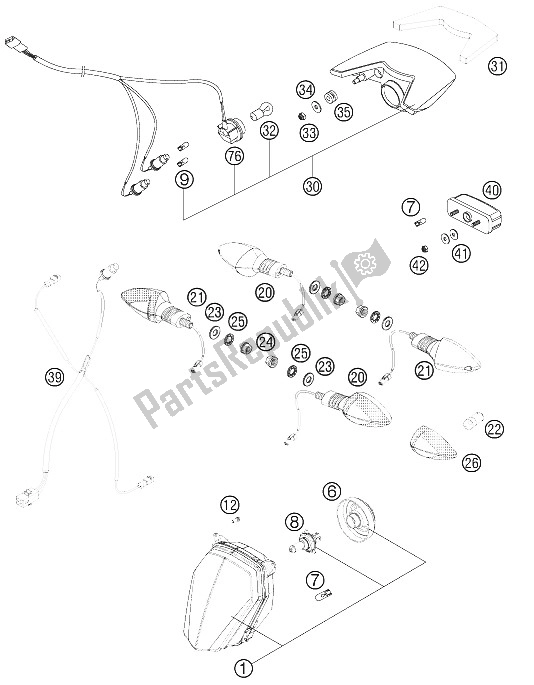 All parts for the Lightning System of the KTM 990 Supermoto R Australia United Kingdom 2011