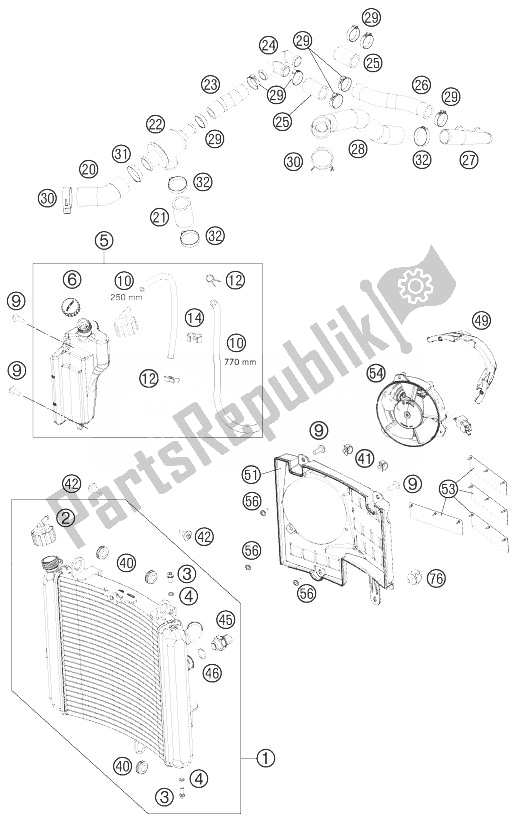 All parts for the Cooling System of the KTM 990 Supermoto R ABS France 2013