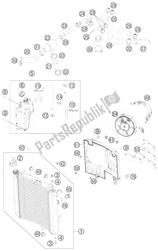 Toutes les pièces pour le Système De Refroidissement du KTM 990 Supermoto T Black ABS Europe 2013