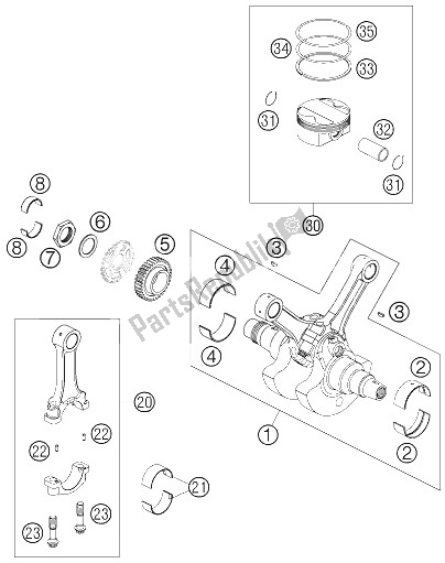 Toutes les pièces pour le Vilebrequin - Piston 950 Advent du KTM 950 Adventure Orange Europe 2005