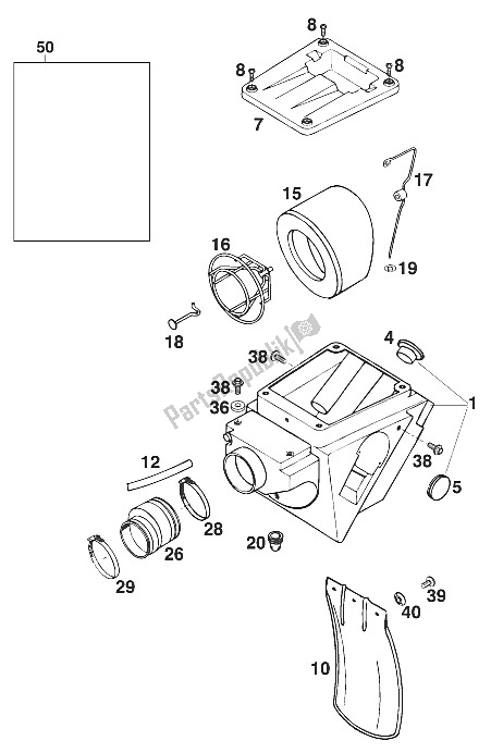 All parts for the Air Filter Box Rxc '96 of the KTM 400 RXC E USA 1996