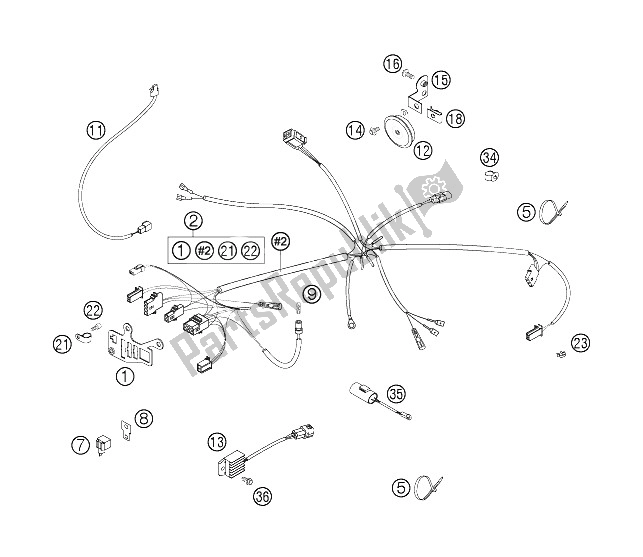 All parts for the Wiring Harness of the KTM 125 EXC SIX Days Europe 2006
