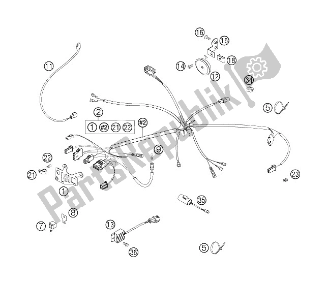 All parts for the Wiring Harness of the KTM 250 EXC SIX Days Europe 2006