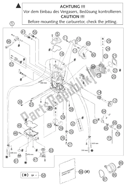 Tutte le parti per il Carburatore Fcr-41 Mx 660 Sms del KTM 660 Supermoto Factory Repl 03 Europe 2003