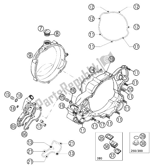 Todas las partes para Tapa De Embrague 250/300/380 de KTM 250 EXC Europe 2002