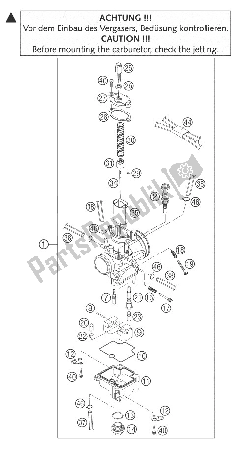 All parts for the Carburetor Pwk 28 85 Sx of the KTM 85 SX Europe 6001D8 2004