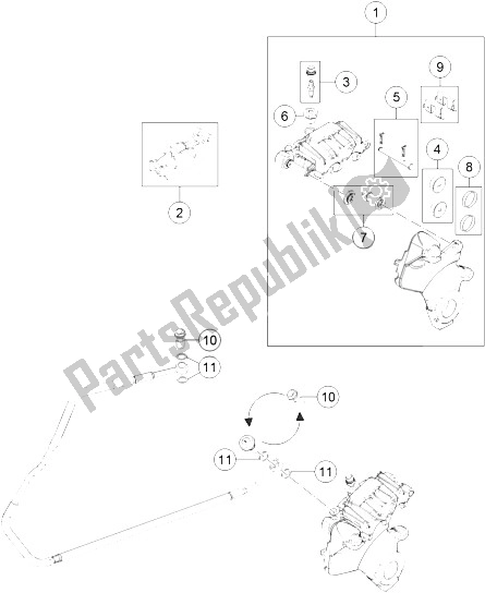 Alle onderdelen voor de Remklauw Achter van de KTM 1190 ADV ABS Grey WES Europe 2013