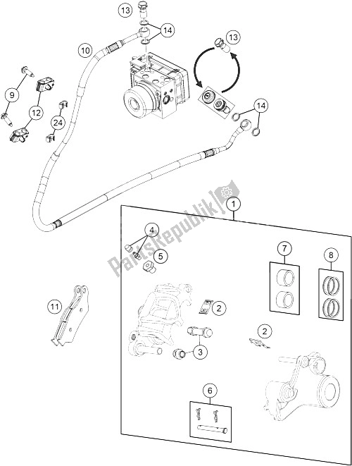 All parts for the Brake Caliper Rear of the KTM 990 Superm T Orange ABS France 2011