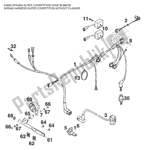 Todas las partes para Mazo De Cables Sin Intermitentes Lc4'95 de KTM 400 SUP Comp WP 18 KW Europe 1996