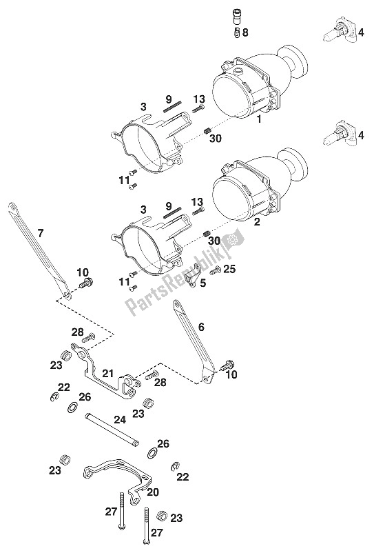 Todas las partes para Faro Delantero Duke Usa / Aus 200 de KTM 640 Duke II Lime USA 2000