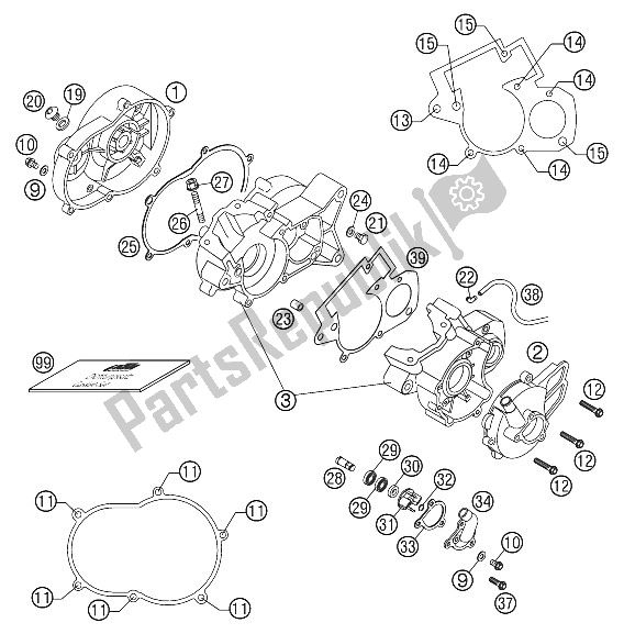 Tutte le parti per il Cofano Motore 50 Lc 2002 del KTM 50 SX PRO Junior LC Europe 2002