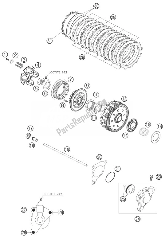 Toutes les pièces pour le Embrayage du KTM 690 Supermoto Black Australia United Kingdom 2007