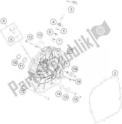 Toutes les pièces pour le Couvercle D'embrayage du KTM 390 Duke White ABS CKD Malaysia 2013