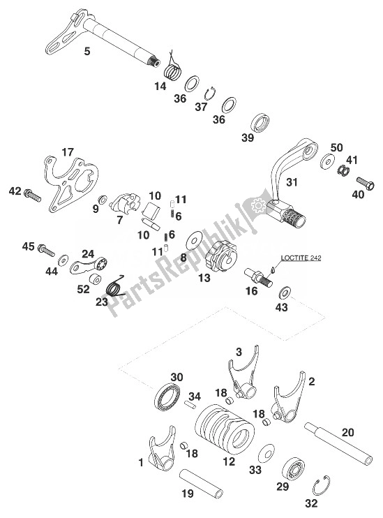 Tutte le parti per il Meccanismo Di Cambio Marce 125/200 '98 del KTM 125 SX 98 USA 1998