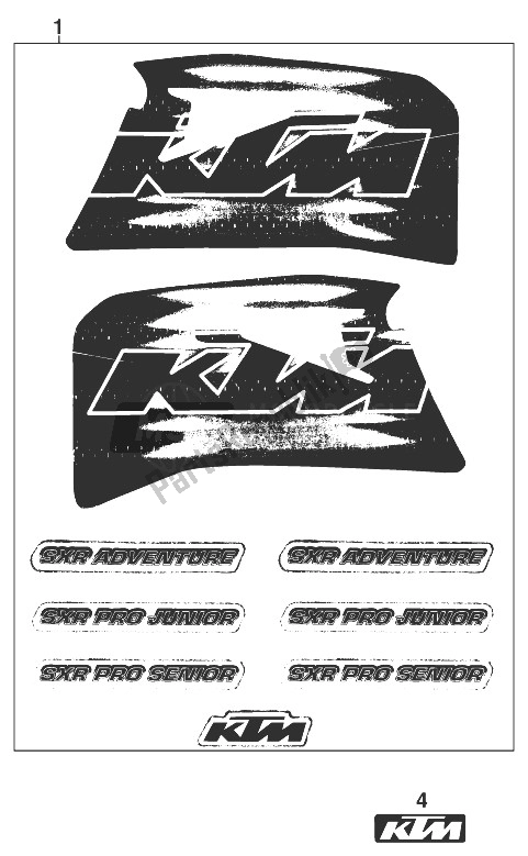 All parts for the Decal 50 Sxr '98 of the KTM 50 SX PRO Senior Europe 1998