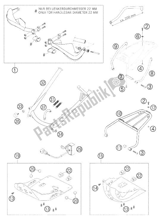 All parts for the Attachment Parts of the KTM 640 LC4 Enduro Orange Europe 2006