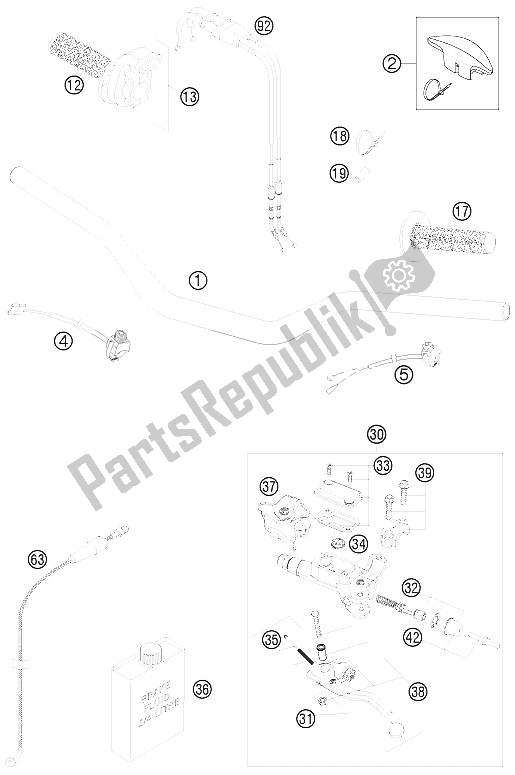 All parts for the Handlebar, Controls of the KTM 450 XCR W South Africa 2008