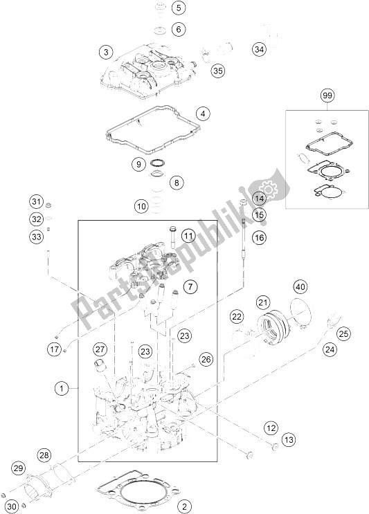 All parts for the Cylinder Head of the KTM 350 XCF W SIX Days USA 2016