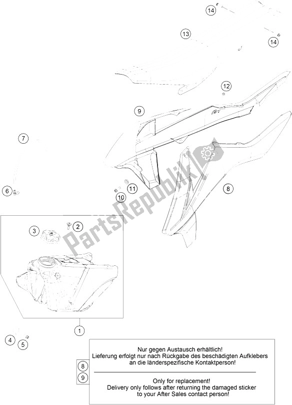 Todas las partes para Tanque, Asiento, Tapa de KTM 250 SX F Factory Edition USA 2015