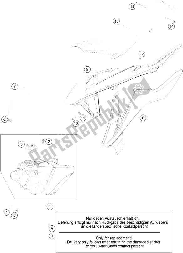 Todas las partes para Tanque, Asiento, Tapa de KTM 450 SX F Factory Edition USA 2015