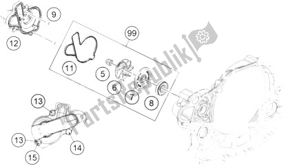 All parts for the Water Pump of the KTM 450 XC F USA 2014