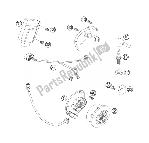 All parts for the Ignition System 2k-2 of the KTM 200 XC W USA 2007