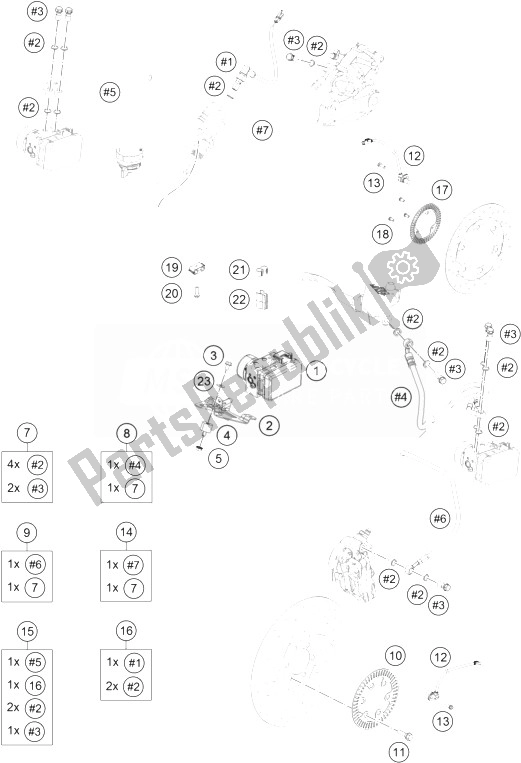 All parts for the Antiblock System Abs of the KTM RC 390 White ABS B D 14 Europe 2014