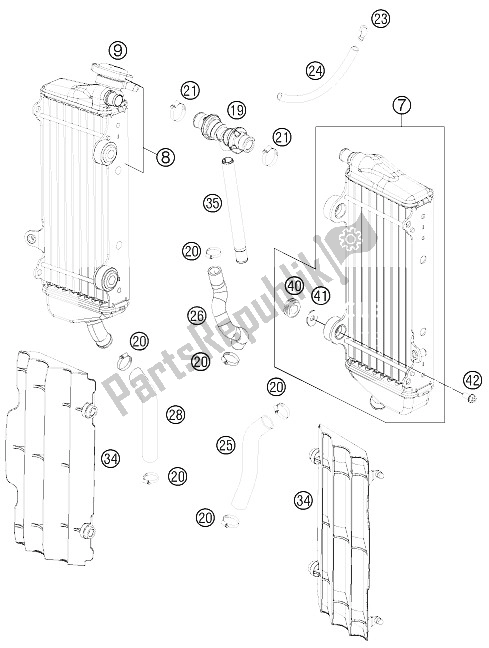 Todas las partes para Sistema De Refrigeración de KTM 250 SX F Musquin Replica 11 Europe 2011