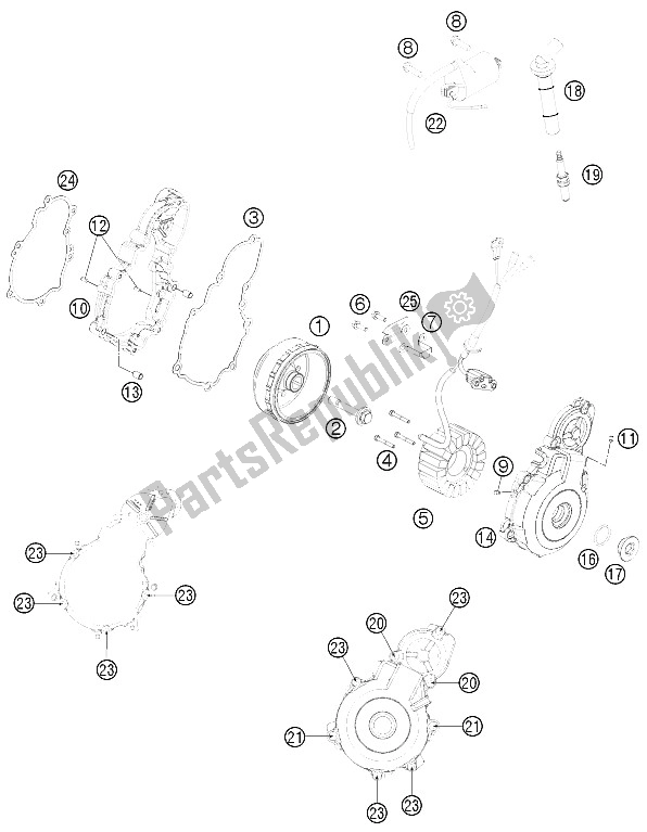 All parts for the Ignition System of the KTM 250 EXC F Australia 2015