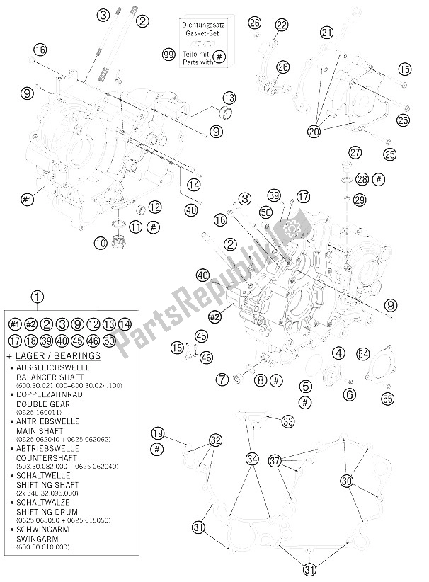 Todas las partes para Caja Del Motor de KTM 990 Superm T Orange ABS France 2011