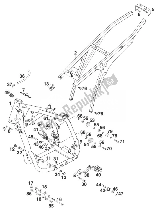 All parts for the Frame 400/620 Sc '99 of the KTM 400 SUP Comp 20 KW Europe 1999