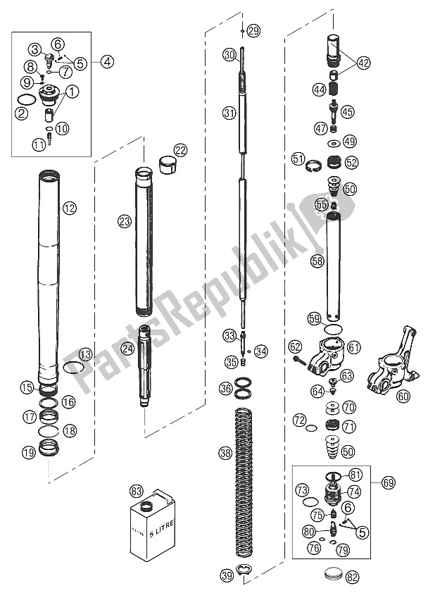 Todas las partes para Forklegs Wp Usd 48 640 Lc4 Aventura de KTM 640 Adventure R Australia 2002