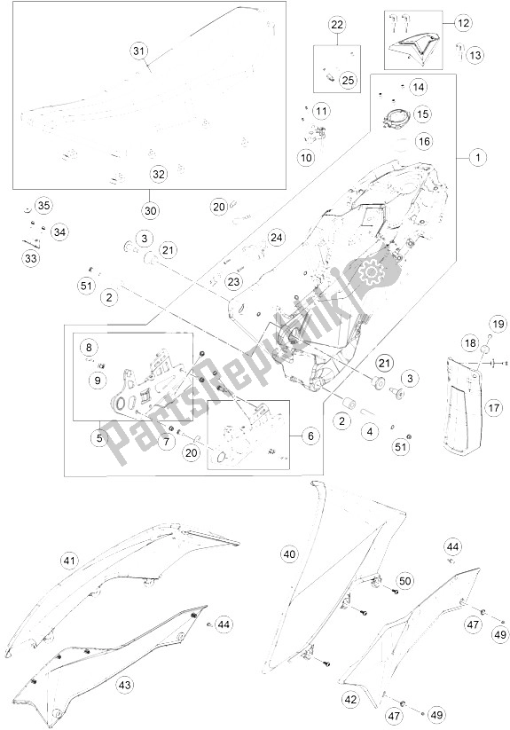 All parts for the Tank, Seat, Cover of the KTM 690 Enduro R ABS USA 2015
