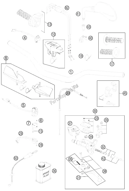 All parts for the Handlebar, Controls of the KTM 450 EXC SIX Days Europe 2011