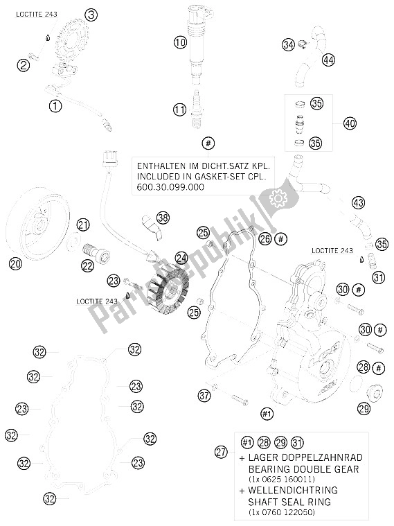 All parts for the Ignition System of the KTM 990 Supermoto Orange Europe 2008